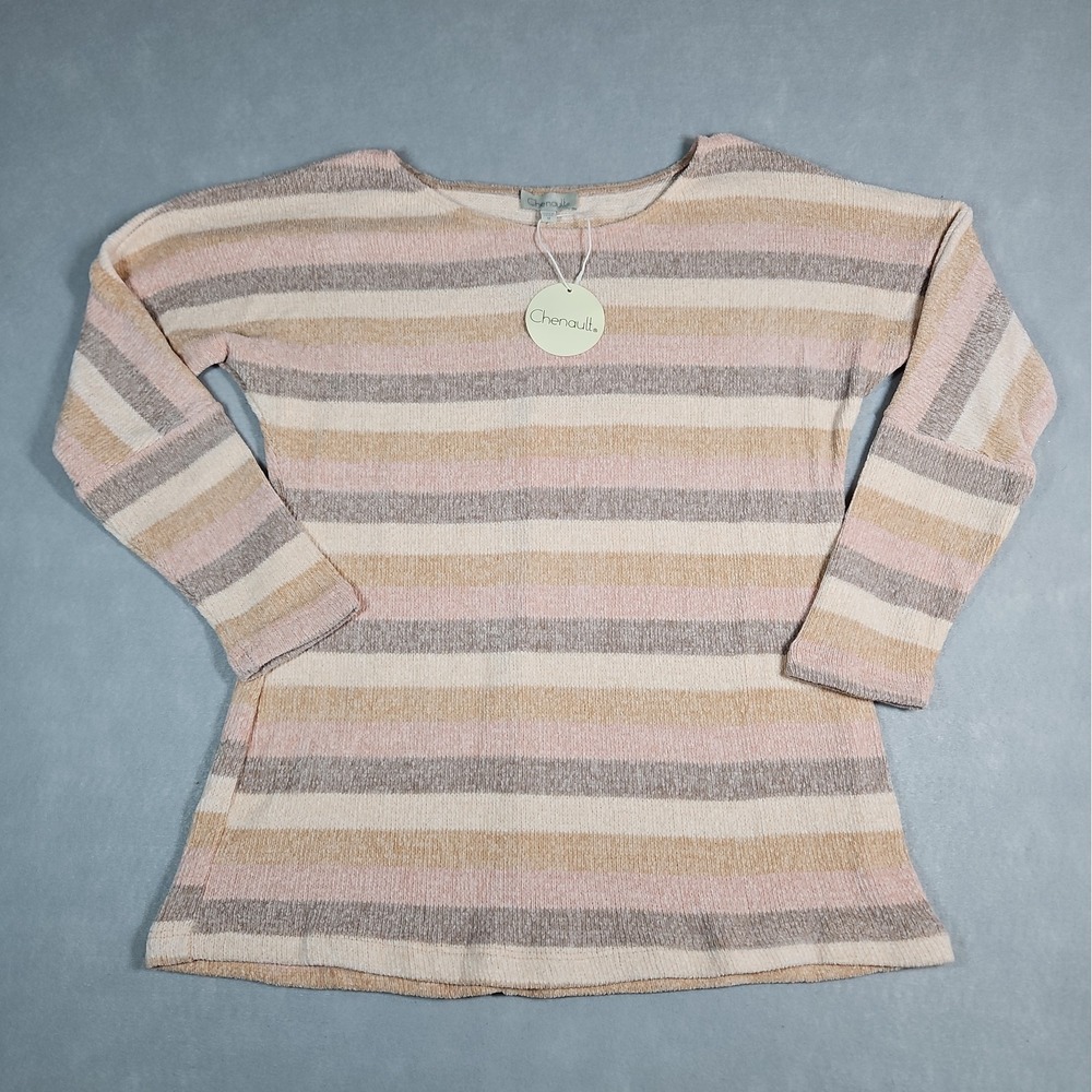 Chenault Womens Multicolor Striped Chenille Sweater Size Medium NWT